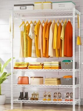 4 Tier Metal Garment Rack/Closet-White